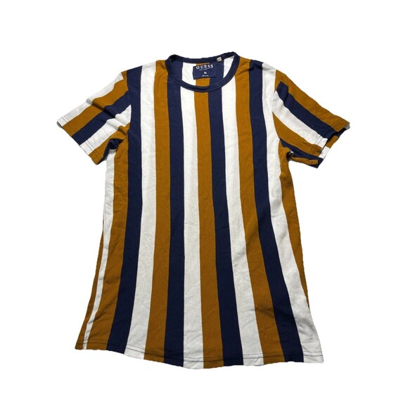 Men's Guess Vintage Striped Short Sleeve Crew Neck Shirt - Size M - Picture 2 of 3